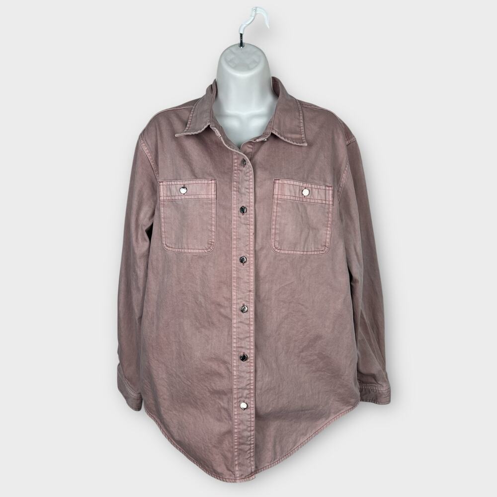 Womens Pink Denim Jacket Oversized Cotton Shacket Medium‎